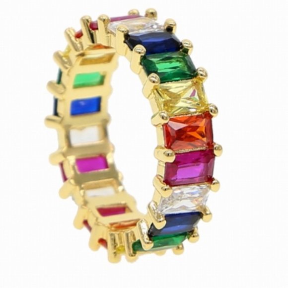 NEW~ Anthropologie Rainbow Colorful Gemstone Statement Ring - Picture 3 of 9
